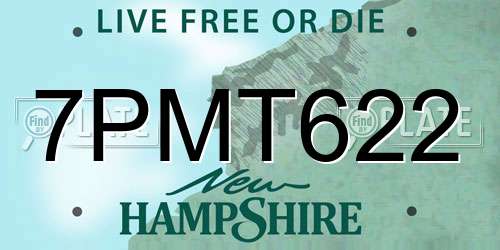 7PMT622 New Hampshire License Plate