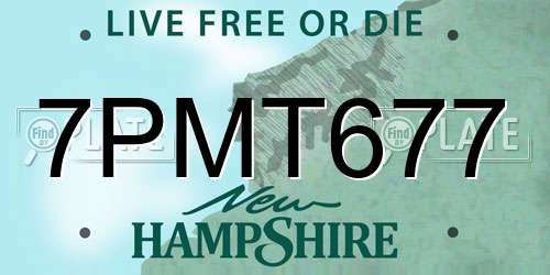 7PMT677 New Hampshire License Plate