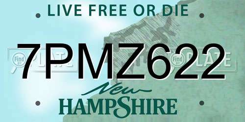 7PMZ622 New Hampshire License Plate