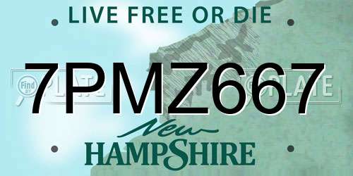 7PMZ667 New Hampshire License Plate