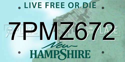 7PMZ672 New Hampshire License Plate
