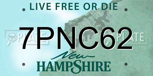 7PNC62 New Hampshire License Plate