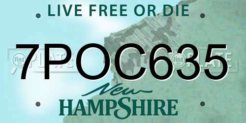 7POC635 New Hampshire License Plate
