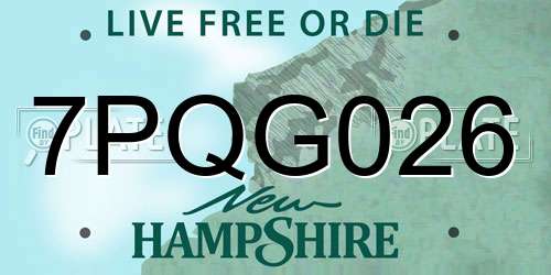 7PQG026 New Hampshire License Plate