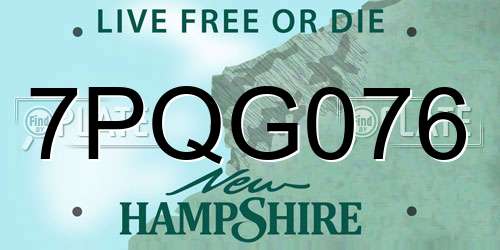 7PQG076 New Hampshire License Plate