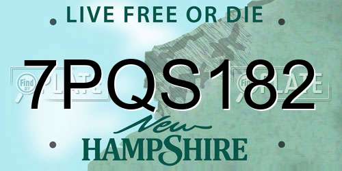 7PQS182 New Hampshire License Plate