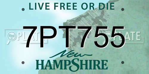 7PT755 New Hampshire License Plate