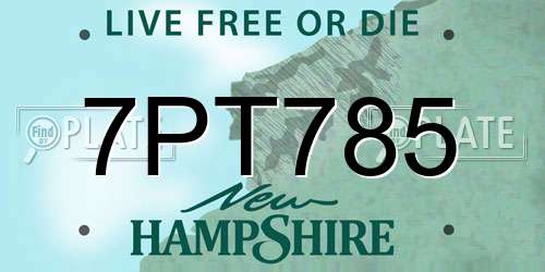7PT785 New Hampshire License Plate