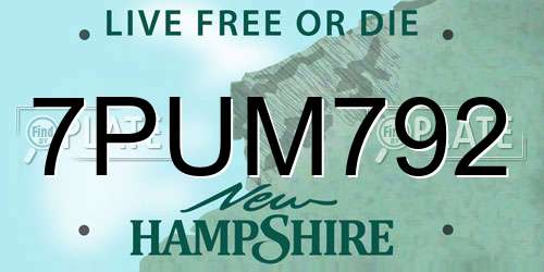 7PUM792 New Hampshire License Plate