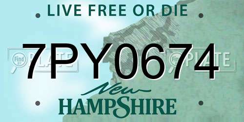 7PY0674 New Hampshire License Plate