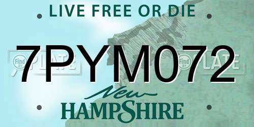 7PYM072 New Hampshire License Plate