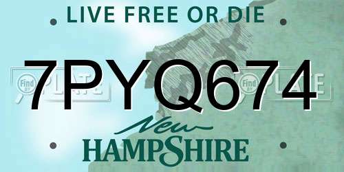 7PYQ674 New Hampshire License Plate