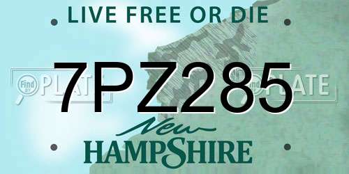 7PZ285 New Hampshire License Plate