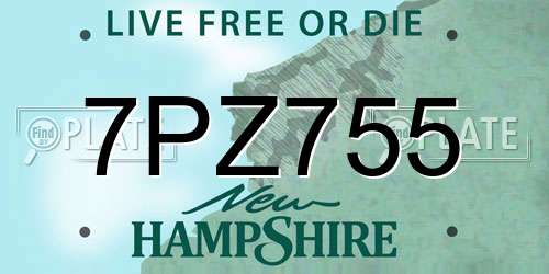 7PZ755 New Hampshire License Plate