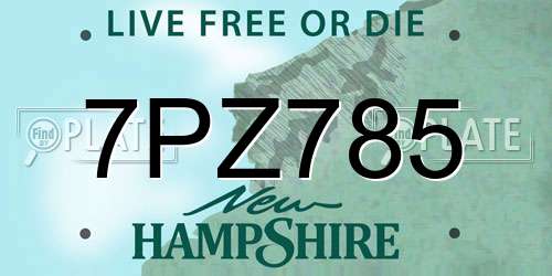 7PZ785 New Hampshire License Plate