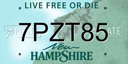 7PZT85 New Hampshire License Plate