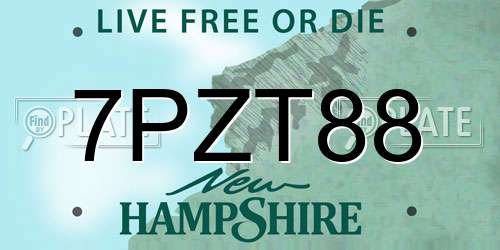 7PZT88 New Hampshire License Plate