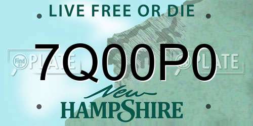 7Q00P0 New Hampshire License Plate