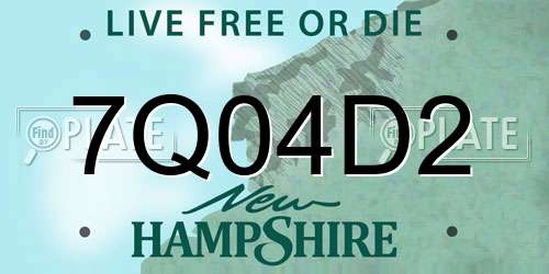 7Q04D2 New Hampshire License Plate