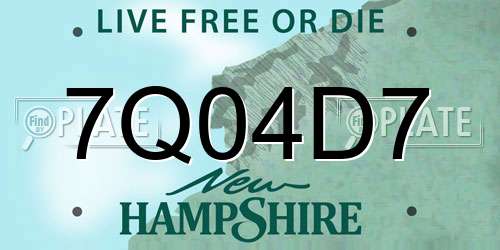 7Q04D7 New Hampshire License Plate