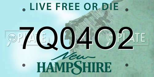 7Q04O2 New Hampshire License Plate