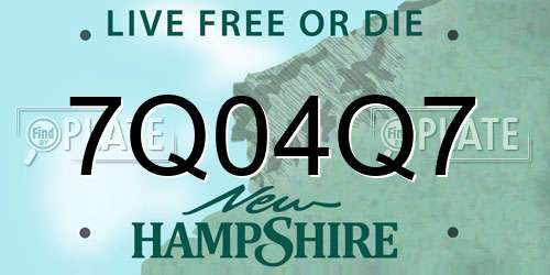 7Q04Q7 New Hampshire License Plate