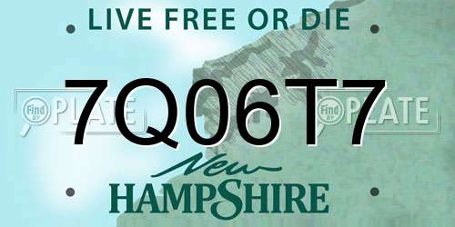 7Q06T7 New Hampshire License Plate