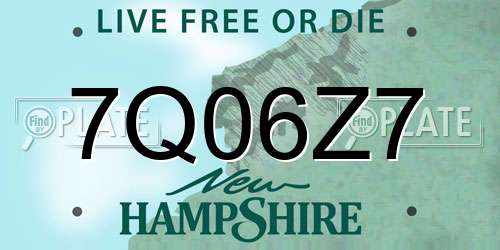7Q06Z7 New Hampshire License Plate