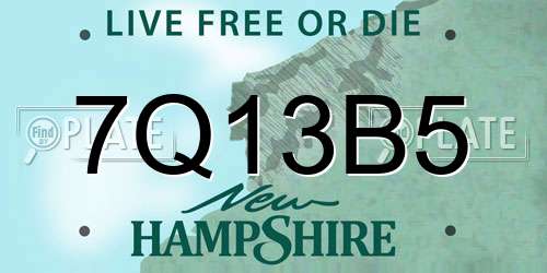 7Q13B5 New Hampshire License Plate