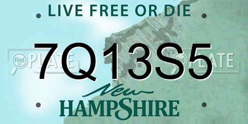 7Q13S5 New Hampshire License Plate
