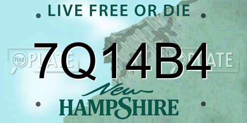 7Q14B4 New Hampshire License Plate