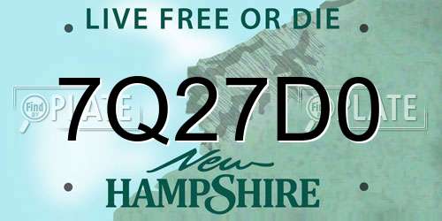 7Q27D0 New Hampshire License Plate