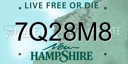 7Q28M8 New Hampshire License Plate
