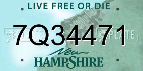 7Q34471 New Hampshire License Plate