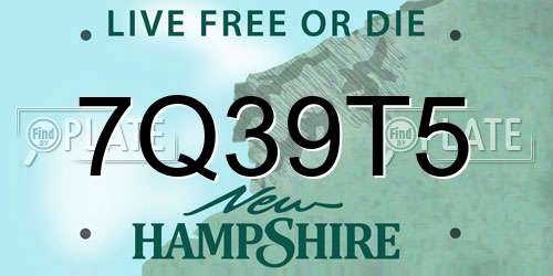 7Q39T5 New Hampshire License Plate