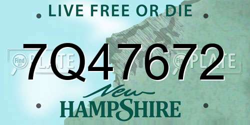 7Q47672 New Hampshire License Plate