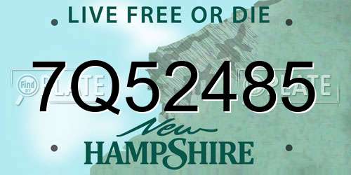 7Q52485 New Hampshire License Plate