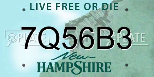 7Q56B3 New Hampshire License Plate