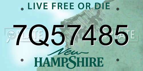 7Q57485 New Hampshire License Plate