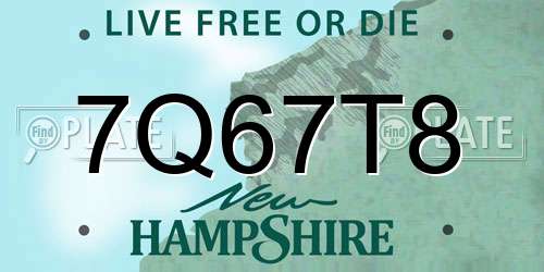 7Q67T8 New Hampshire License Plate