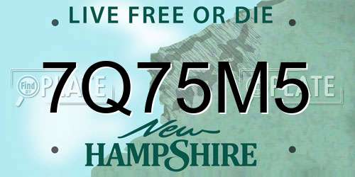 7Q75M5 New Hampshire License Plate