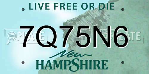 7Q75N6 New Hampshire License Plate