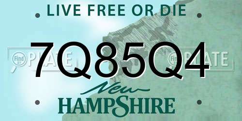 7Q85Q4 New Hampshire License Plate