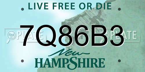 7Q86B3 New Hampshire License Plate