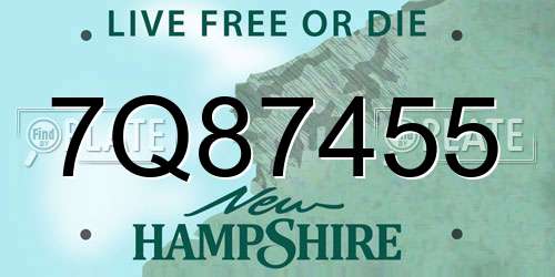 7Q87455 New Hampshire License Plate