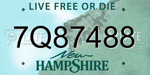 7Q87488 New Hampshire License Plate