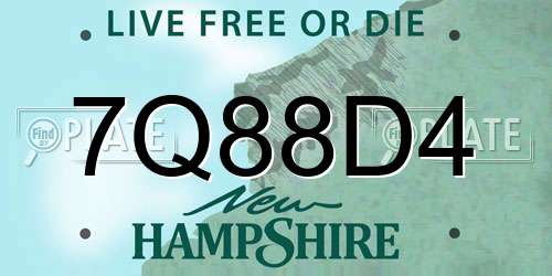 7Q88D4 New Hampshire License Plate