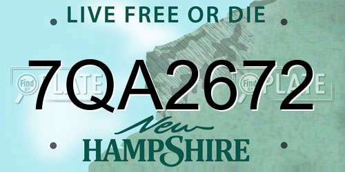 7QA2672 New Hampshire License Plate
