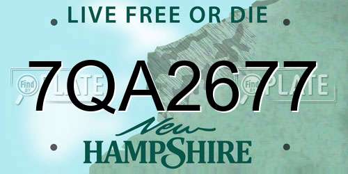 7QA2677 New Hampshire License Plate