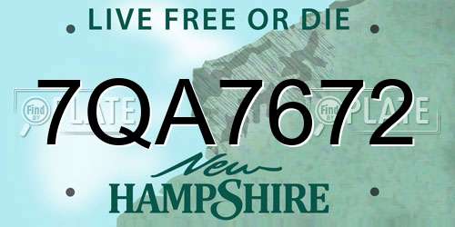 7QA7672 New Hampshire License Plate